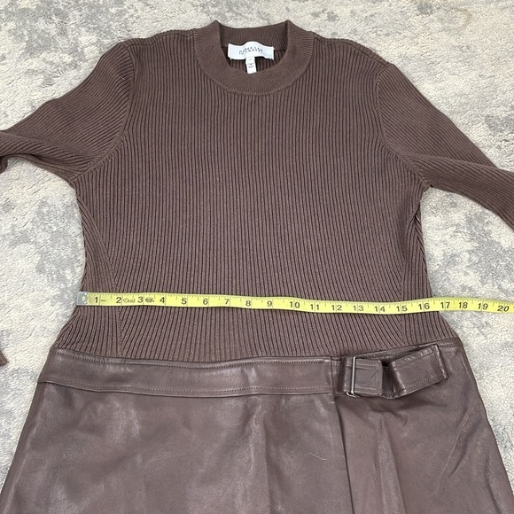 New DEREK LAM 10 CROSBY Nancy Wrap Effect Cotton Blend Leather Mini Dress 12 - Picture 11 of 14